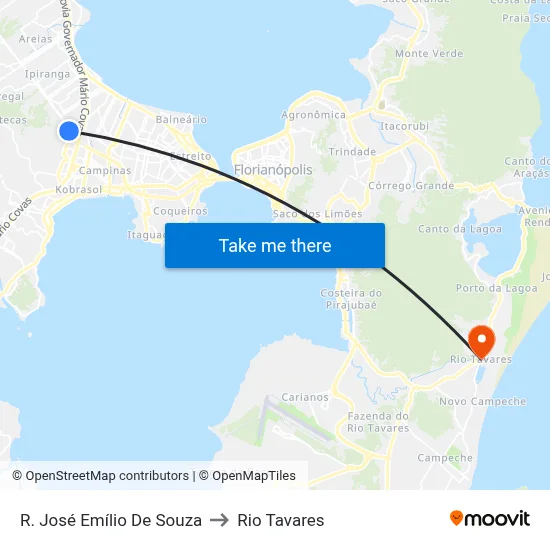 R. José Emílio De Souza to Rio Tavares map
