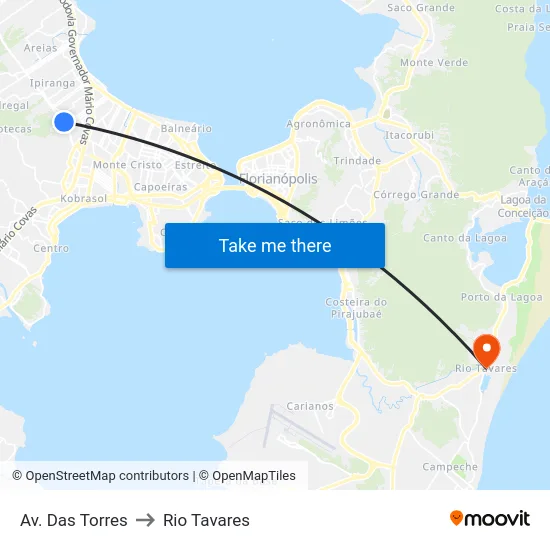 Av. Das Torres to Rio Tavares map