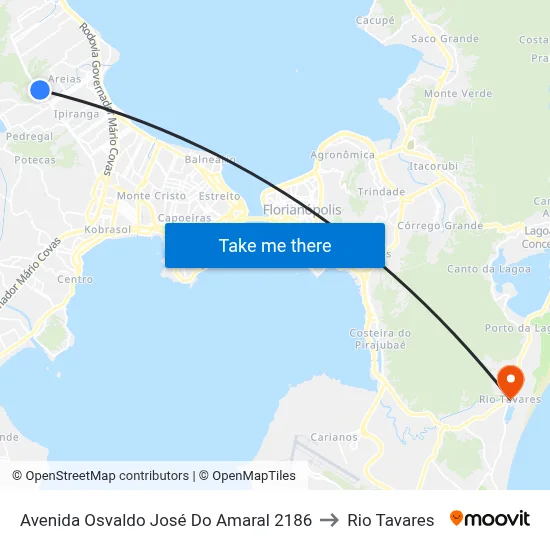 Avenida Osvaldo José Do Amaral 2186 to Rio Tavares map