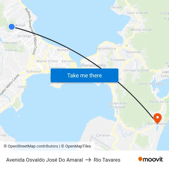 Avenida Osvaldo José Do Amaral to Rio Tavares map