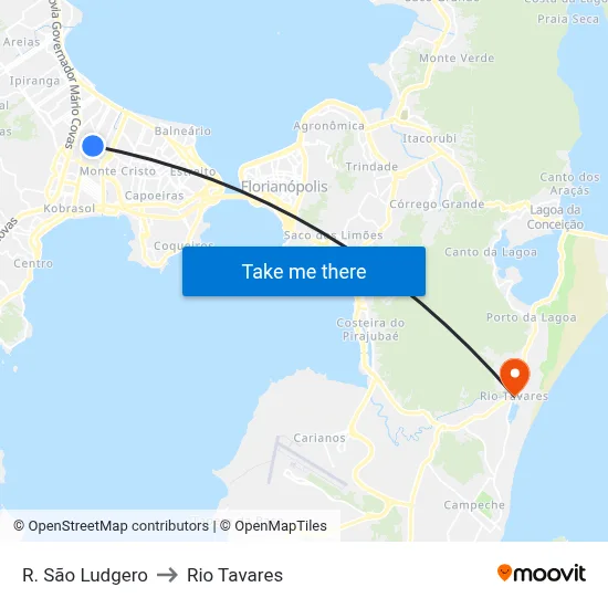 R. São Ludgero to Rio Tavares map