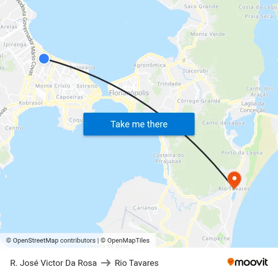 R. José Victor Da Rosa to Rio Tavares map