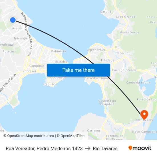 Rua Vereador, Pedro Medeiros 1423 to Rio Tavares map