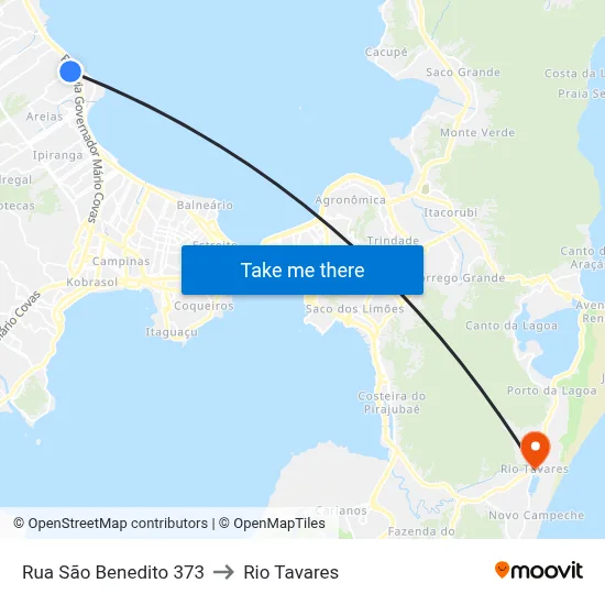 Rua São Benedito 373 to Rio Tavares map