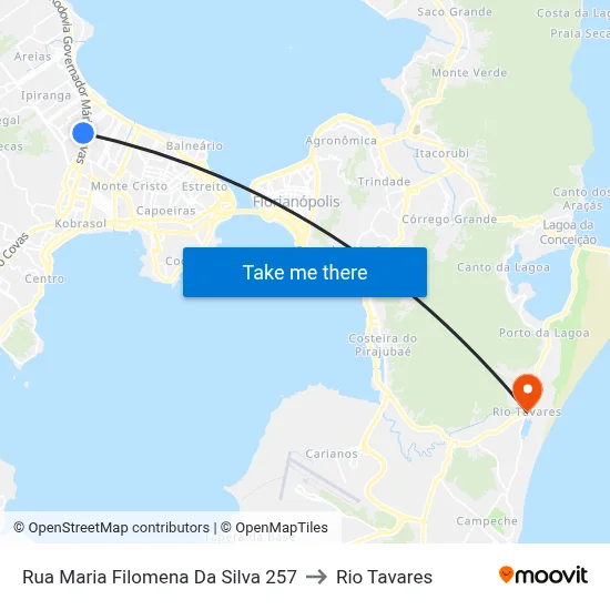 Rua Maria Filomena Da Silva 257 to Rio Tavares map