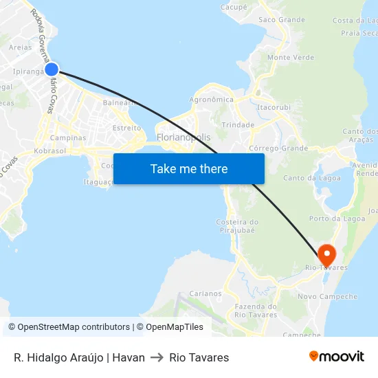 R. Hidalgo Araújo | Havan to Rio Tavares map