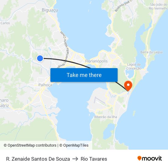 R. Zenaide Santos De Souza to Rio Tavares map