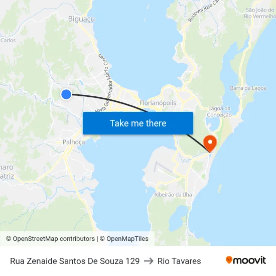 Rua Zenaide Santos De Souza 129 to Rio Tavares map