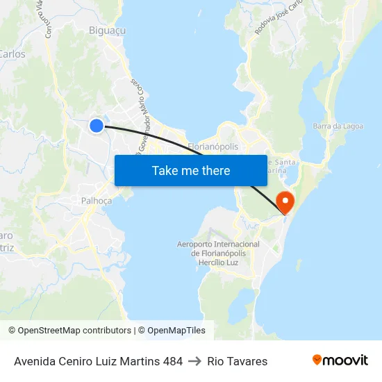 Avenida Ceniro Luiz Martins 484 to Rio Tavares map