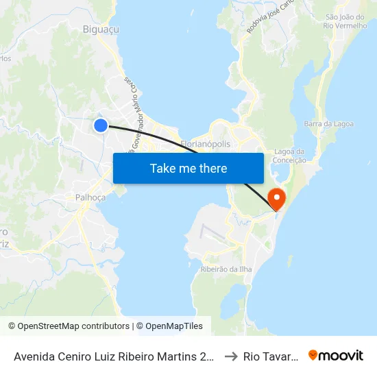 Avenida Ceniro Luiz Ribeiro Martins 253 to Rio Tavares map