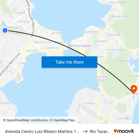 Avenida Ceniro Luiz Ribeiro Martins 106 to Rio Tavares map