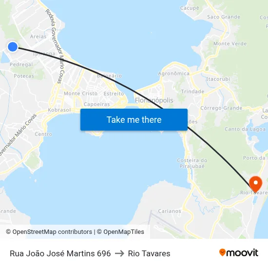 Rua João José Martins 696 to Rio Tavares map