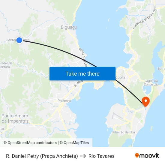 R. Daniel Petry (Praça Anchieta) to Rio Tavares map