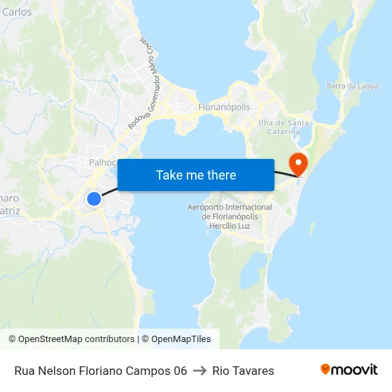 Rua Nelson Floriano Campos 06 to Rio Tavares map