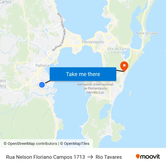 Rua Nelson Floriano Campos 1713 to Rio Tavares map