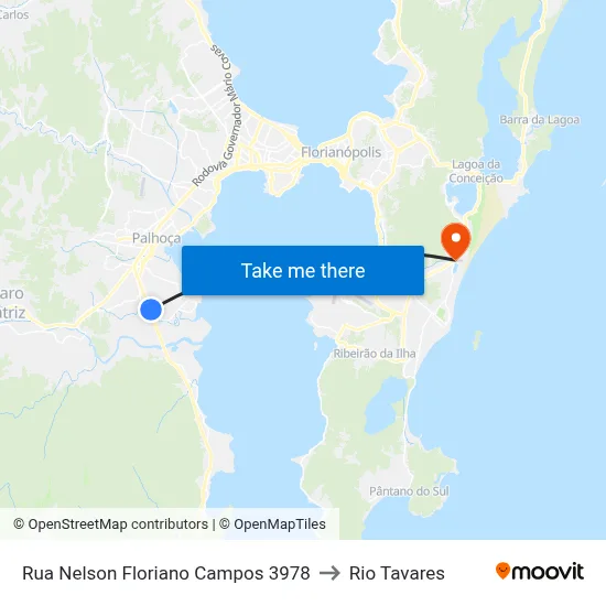 Rua Nelson Floriano Campos 3978 to Rio Tavares map