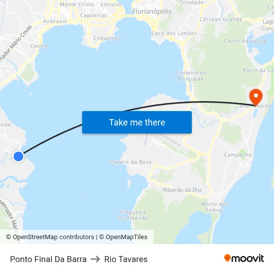 Ponto Final Da Barra to Rio Tavares map
