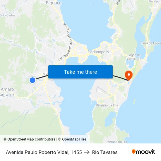 Avenida Paulo Roberto Vidal, 1455 to Rio Tavares map