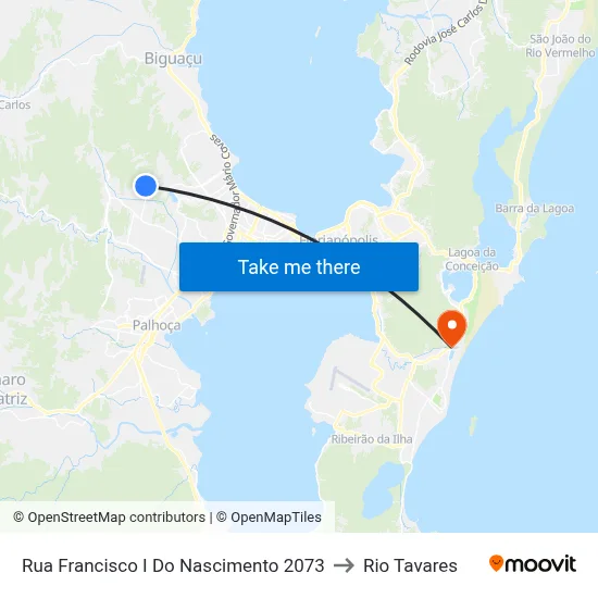 Rua Francisco I Do Nascimento 2073 to Rio Tavares map