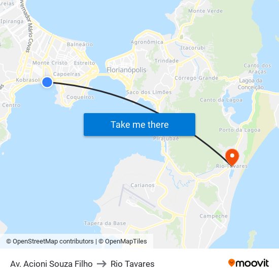 Av. Acioni Souza Filho to Rio Tavares map
