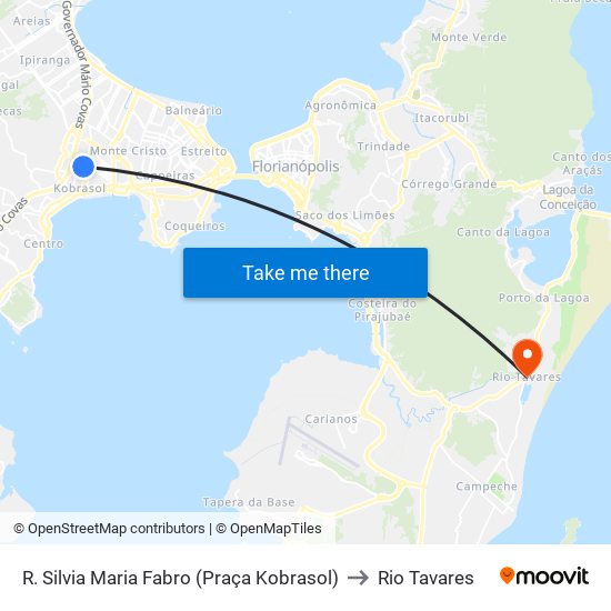 R. Silvia Maria Fabro (Praça Kobrasol) to Rio Tavares map