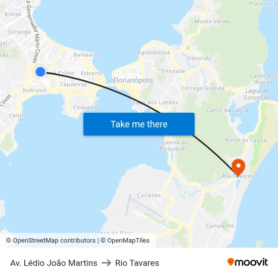 Av. Lédio João Martins to Rio Tavares map