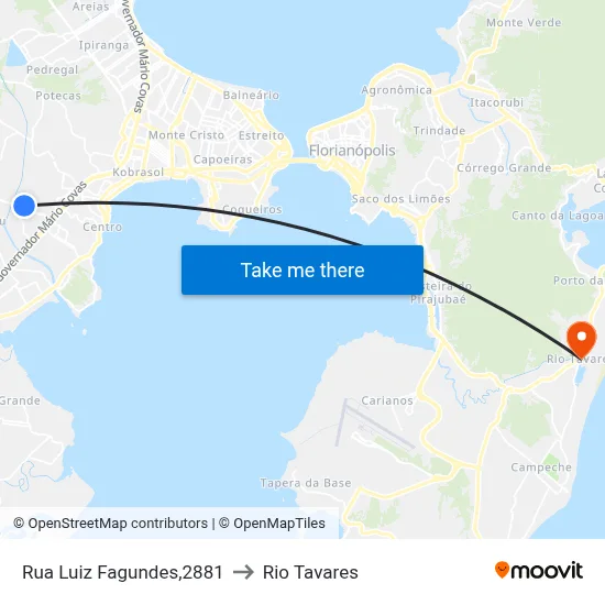 Rua Luiz Fagundes,2881 to Rio Tavares map