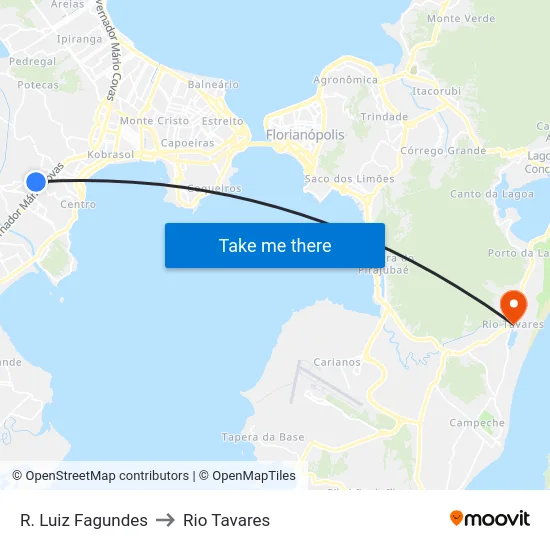 R. Luiz Fagundes to Rio Tavares map