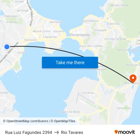 Rua Luiz Fagundes 2394 to Rio Tavares map
