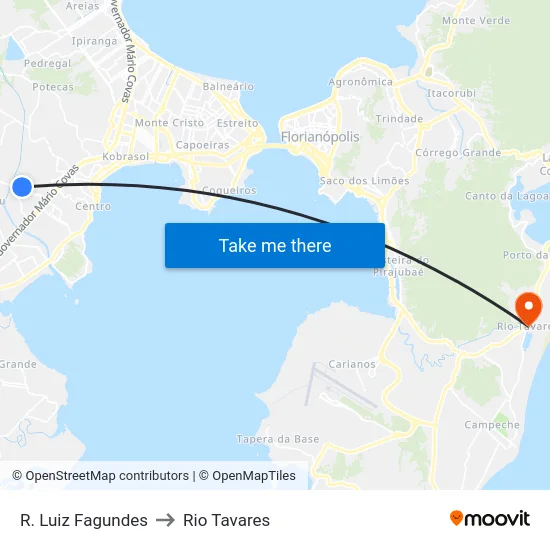 R. Luiz Fagundes to Rio Tavares map