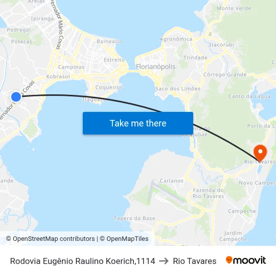 Rodovia Eugênio Raulino Koerich,1114 to Rio Tavares map