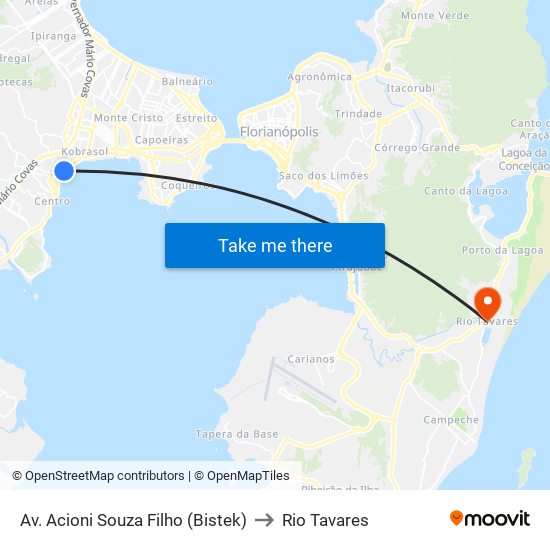 Av. Acioni Souza Filho (Bistek) to Rio Tavares map