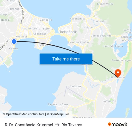 R. Dr. Constâncio Krummel to Rio Tavares map