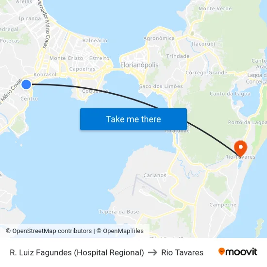 R. Luiz Fagundes (Hospital Regional) to Rio Tavares map