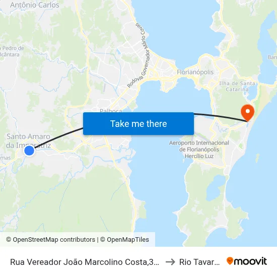 Rua Vereador João Marcolino Costa,340 to Rio Tavares map