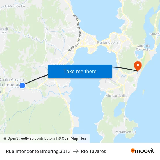 Rua Intendente Broering,3013 to Rio Tavares map