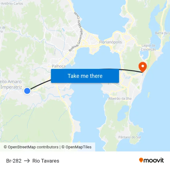 Br-282 to Rio Tavares map