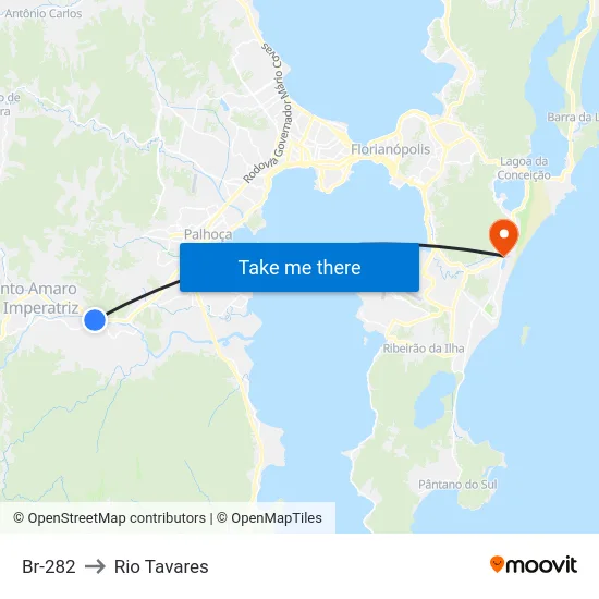 Br-282 to Rio Tavares map