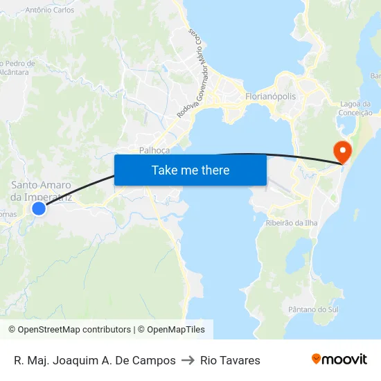 R. Maj. Joaquim A. De Campos to Rio Tavares map