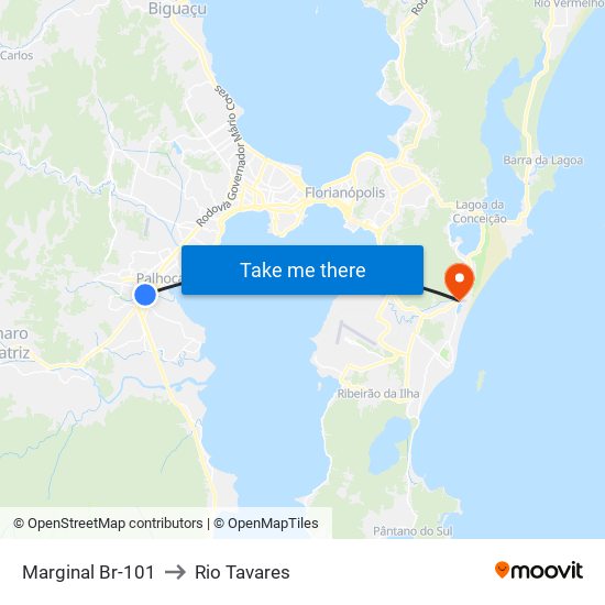 Marginal Br-101 to Rio Tavares map