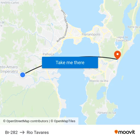 Br-282 to Rio Tavares map