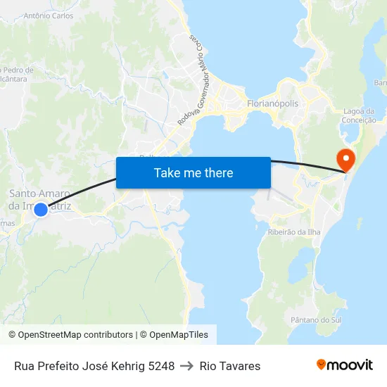 Rua Prefeito José Kehrig 5248 to Rio Tavares map
