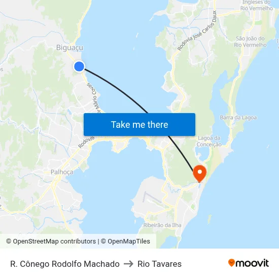R. Cônego Rodolfo Machado to Rio Tavares map