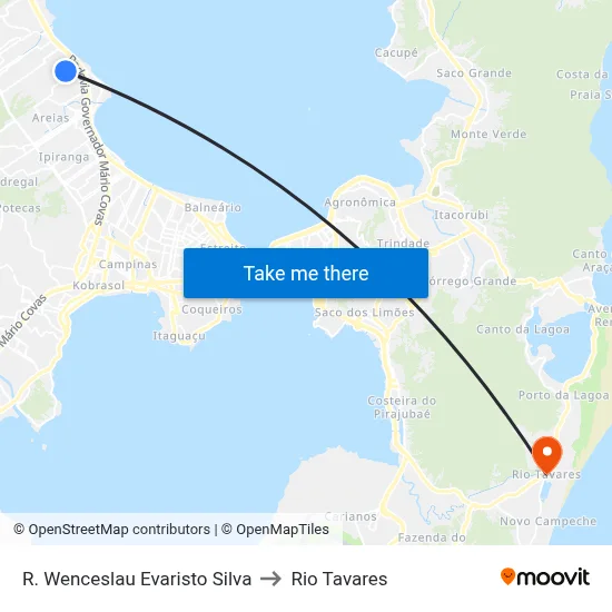 R. Wenceslau Evaristo Silva to Rio Tavares map