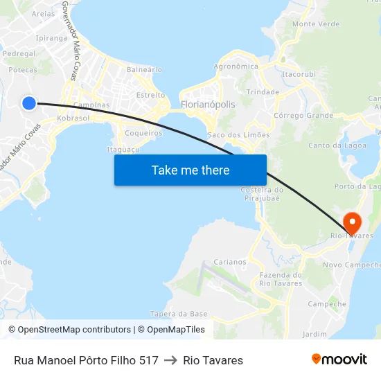 Rua Manoel Pôrto Filho 517 to Rio Tavares map