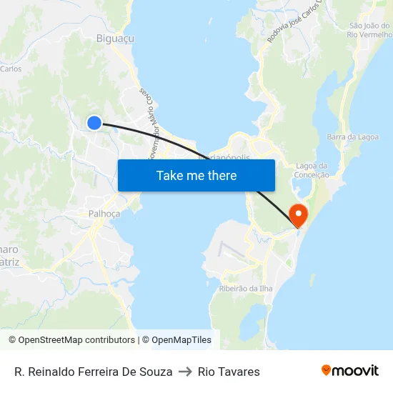 R. Reinaldo Ferreira De Souza to Rio Tavares map