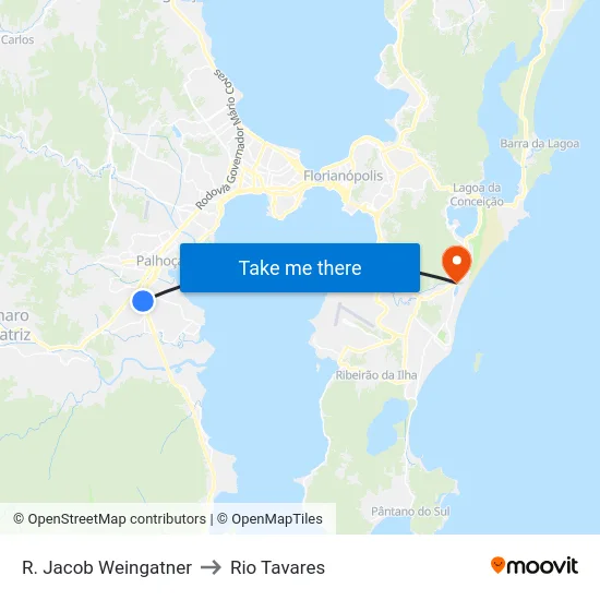 R. Jacob Weingatner to Rio Tavares map