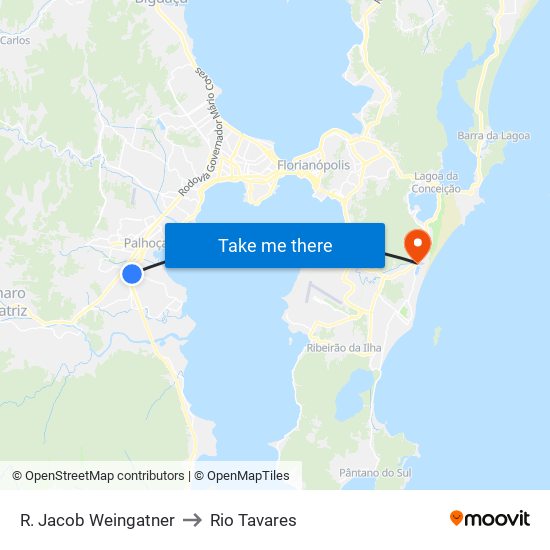 R. Jacob Weingatner to Rio Tavares map