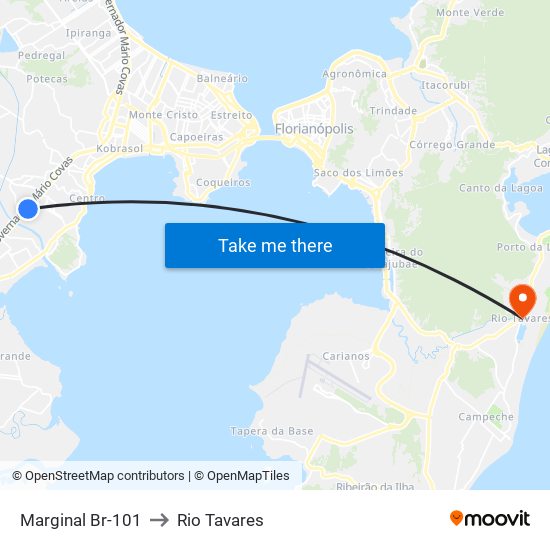 Marginal Br-101 to Rio Tavares map