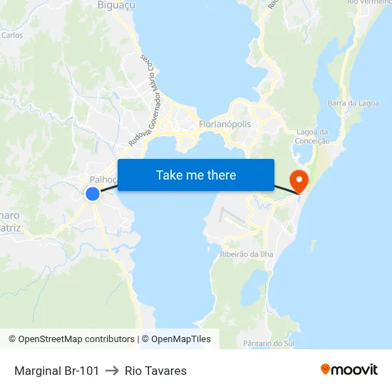 Marginal Br-101 to Rio Tavares map